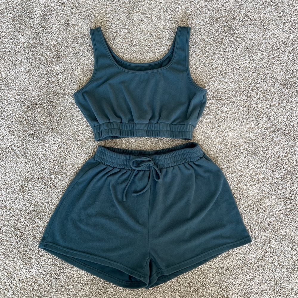 Chic Blue Crop Top and Shorts Set